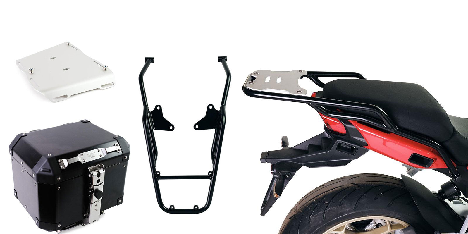 UNIT Garage ATLAS Rear Rack + Passenger Grip - Moto Guzzi V100 Mandello