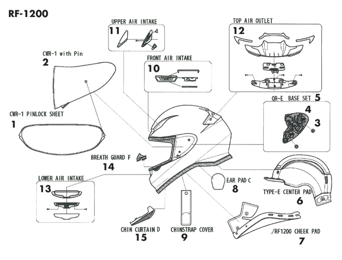 Shoei RF-1200/RF-1400 Center Pad – Union Garage