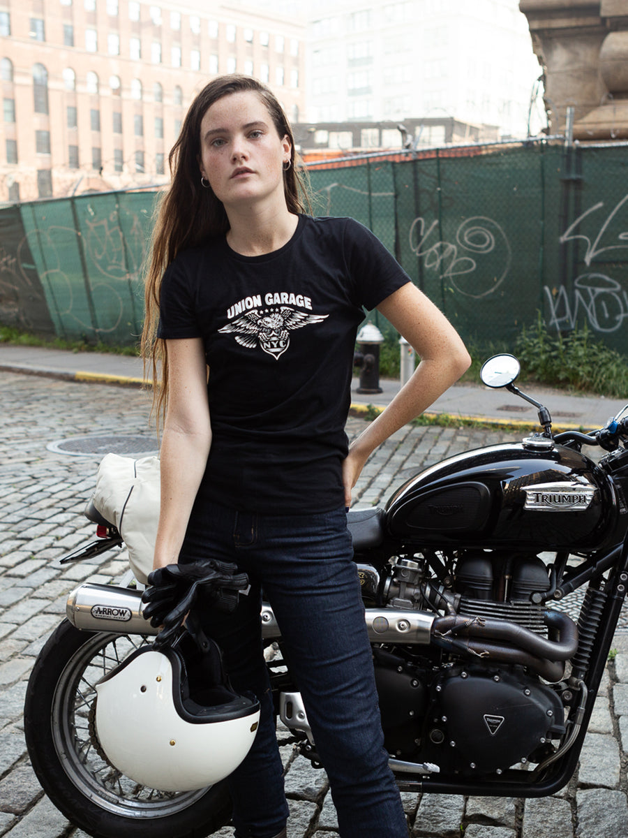 Union Garage Pigeon Womens T-Shirt Black / Medium