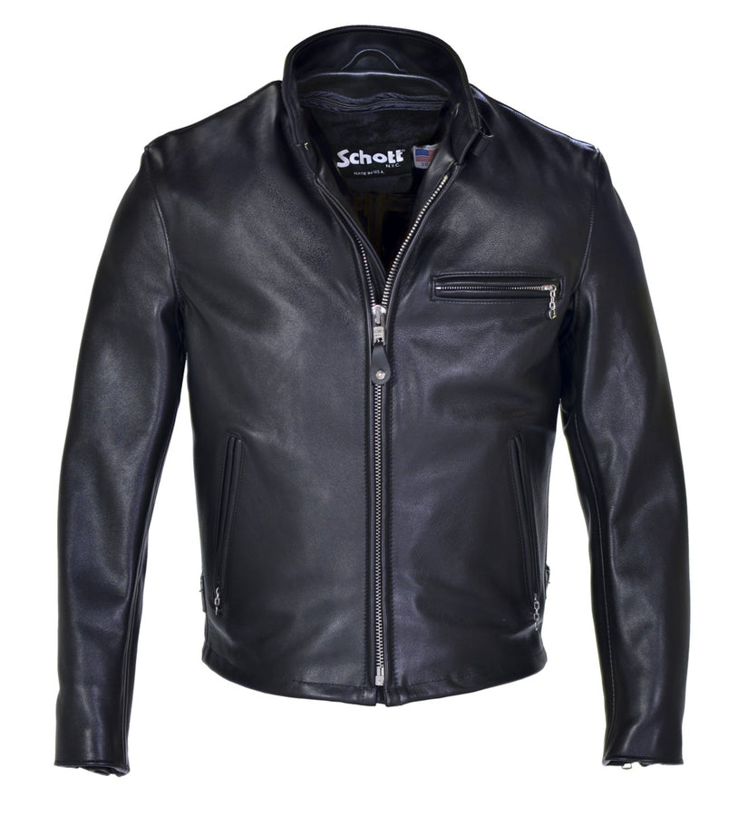 Schott 141 Classic Racer Leather Motorcycle Jacket