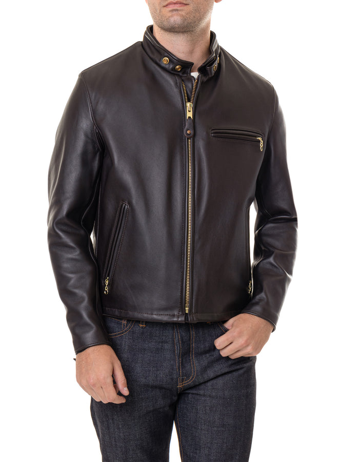 Schott 141 Classic Racer Leather Motorcycle Jacket