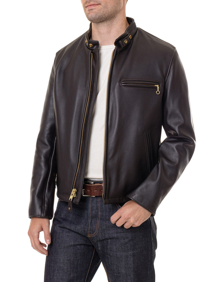 Schott 141 Classic Racer Leather Motorcycle Jacket