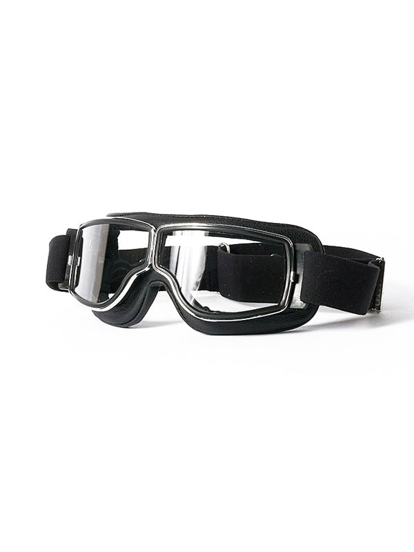 Lunettes Aviator Goggle T2 chrome noir, lunettes moto vintage