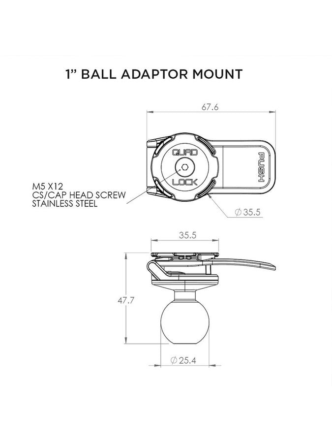Quad Lock 1-inch RAM Ball Adapter